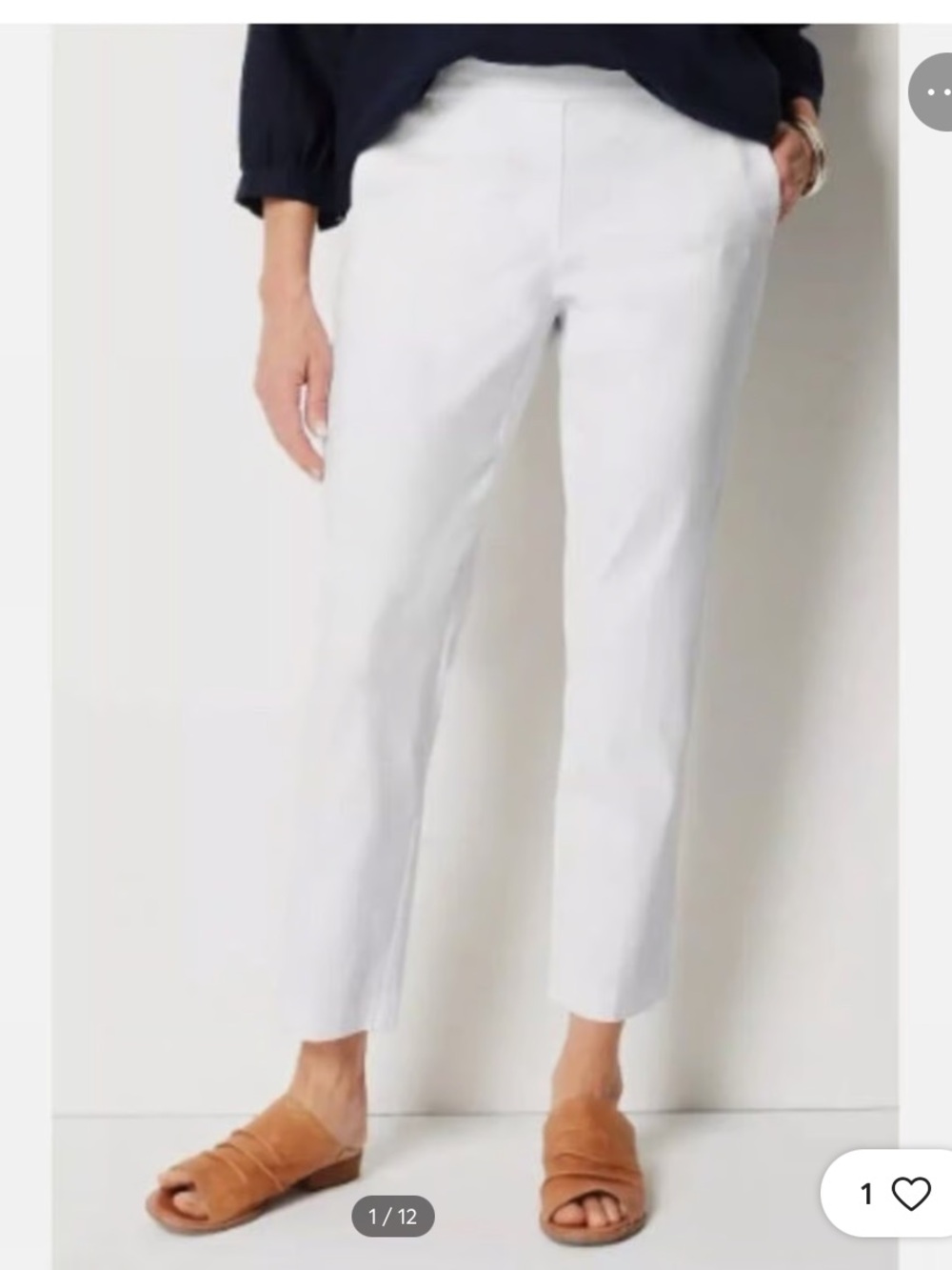 J. Jill Stretch White Linen Pants 8 Beach Coastal Clean Beauty